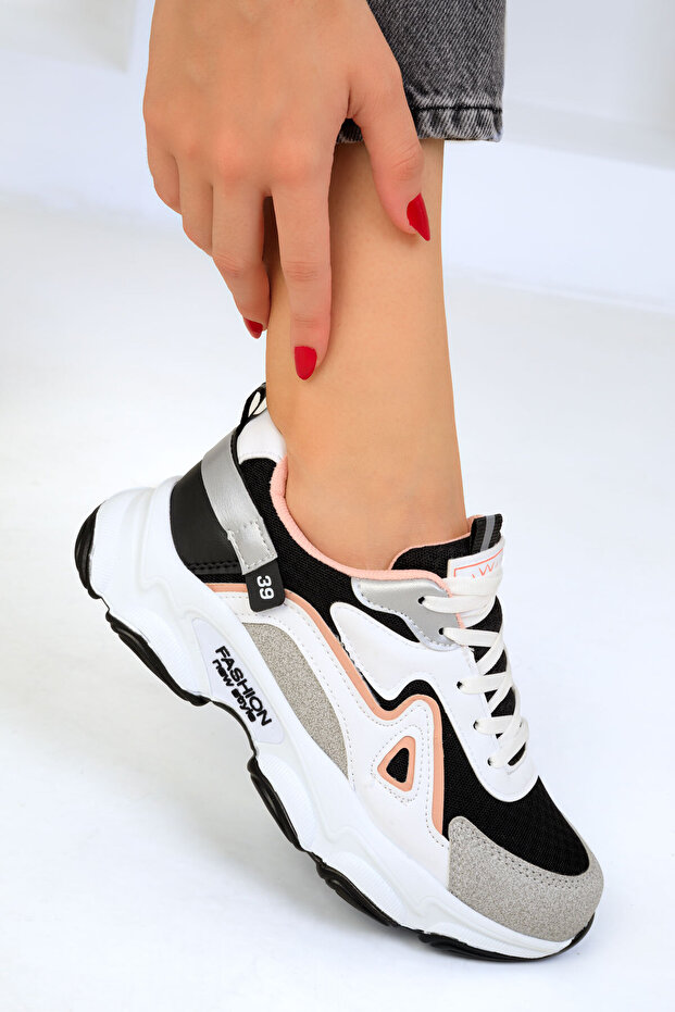 Fehér-fekete púderes női tornacipő 17834 - 5