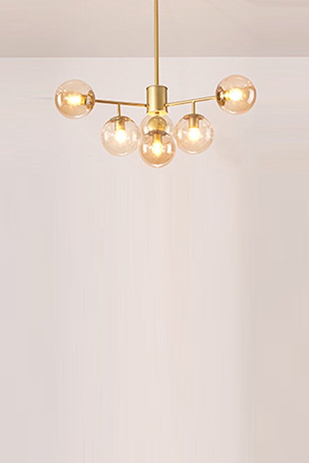 Sicilya Modern Globe (kapalı) Camlı Altılı Avize - 1