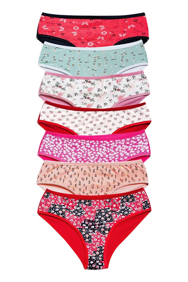 Cotton Wide Brim Lycra Patterned Bato Women's Panties Pack of 7