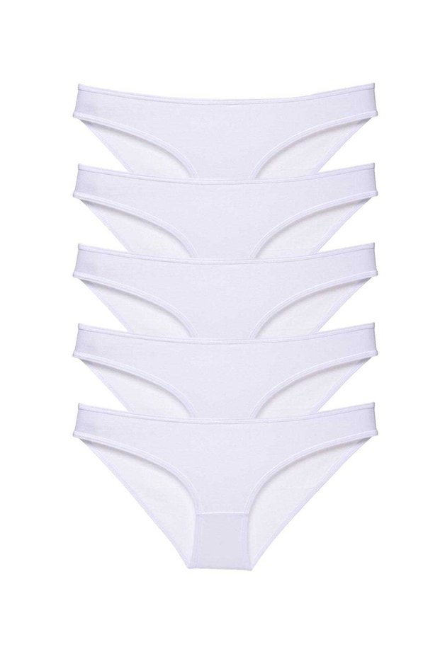 5 Pieces Super Eco Set Lycra Women's Slip Panties White