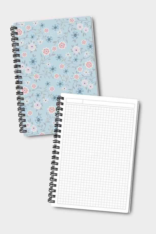 Spiralli Kareli Okul Defter Seti, A5 Boyutunda 50 Yaprak 100 Sayfa 4'lü Set, Kareli Defter Seti - 5