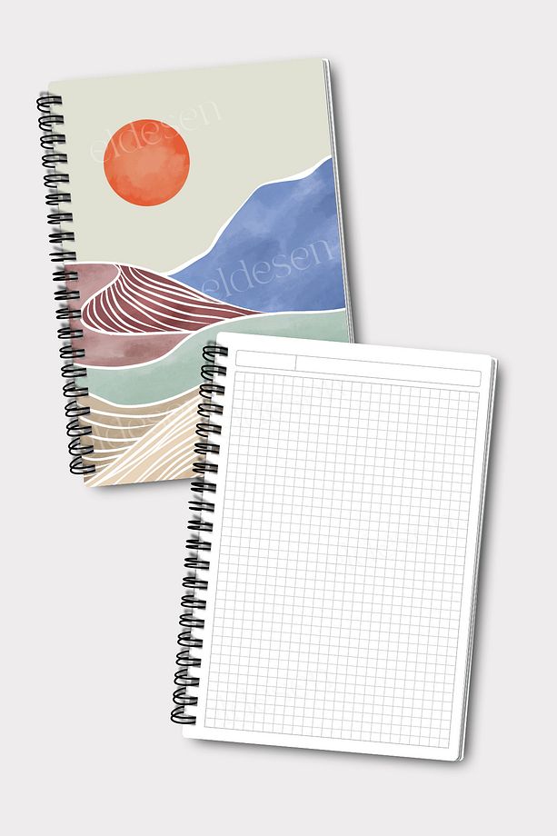 Spiralli Kareli Okul Defter Seti, A5 Boyutunda 50 Yaprak 100 Sayfa 4'lü Set, Kareli Defter Seti - 4