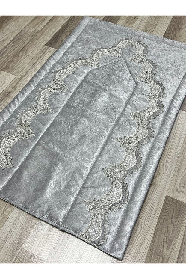 French Guipure Embroidered Velvet Dowry Bridal Set Prayer Rug