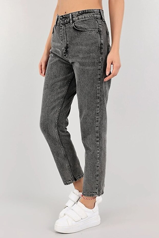 Anthracite 90's High Waist Lycra Mom Jean Jeans