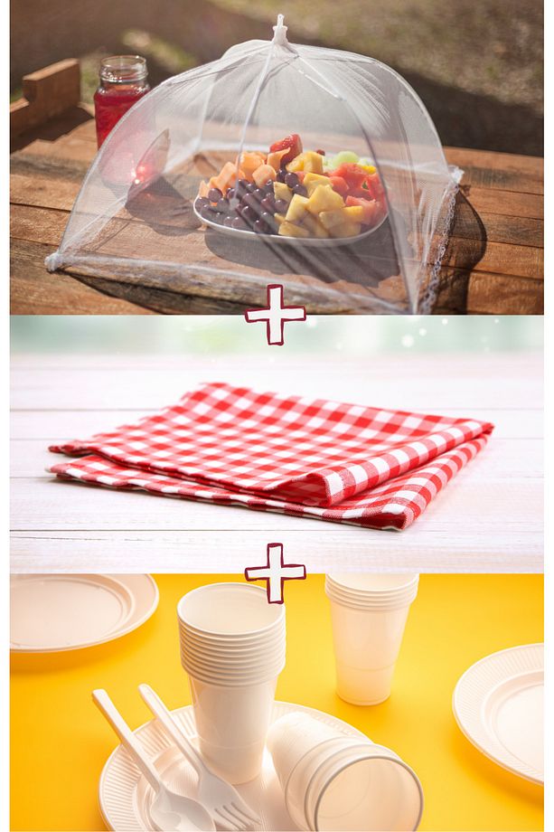 Piknik Seti [File Yemek Çadır+Plastik Yemek Seti+Piknik Örtüsü], Kamp ve Açık Hava Aktiviteleri İçin - 1