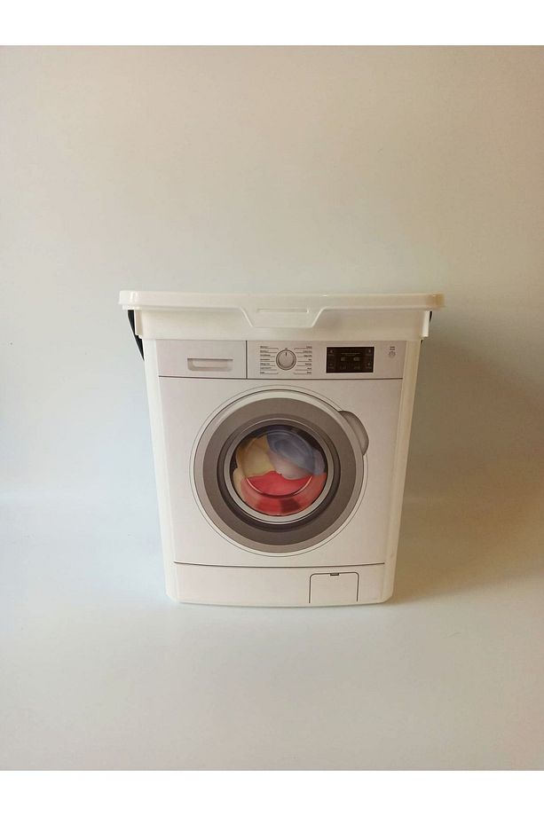 Beyaz Çamaşır Makinesi Desenli Deterjan Kutusu Saklama Kutusu 6 Lt - 3