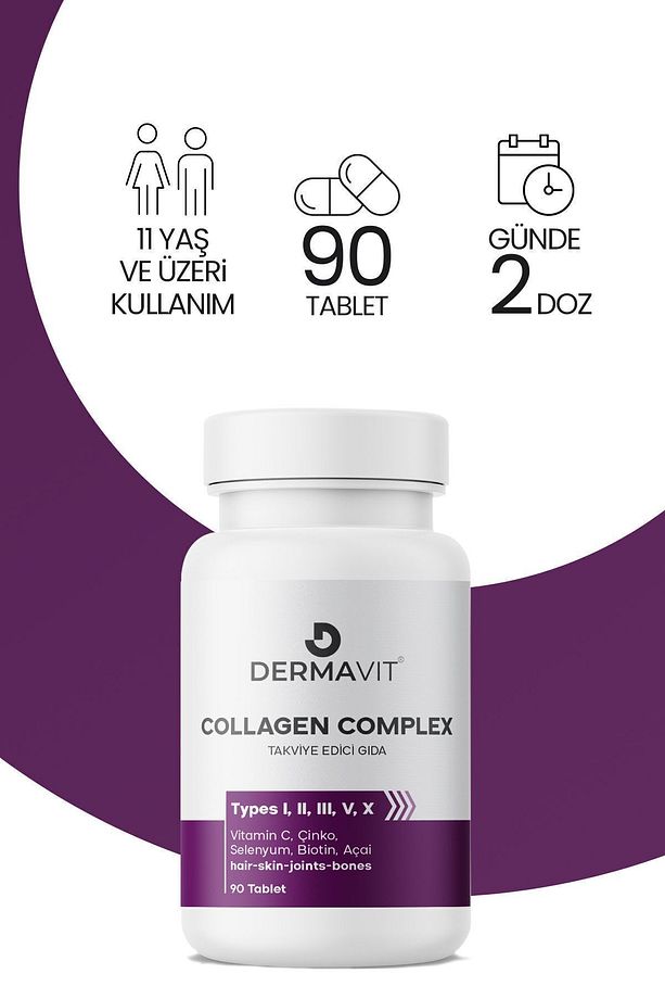 5 Tip Kolajen Tip 1, Tip 2, Tip 3, Tip 5 ,tip 10, ( Selenyum , C Vitamini Ve Çinko ) 90 Tablet - 5