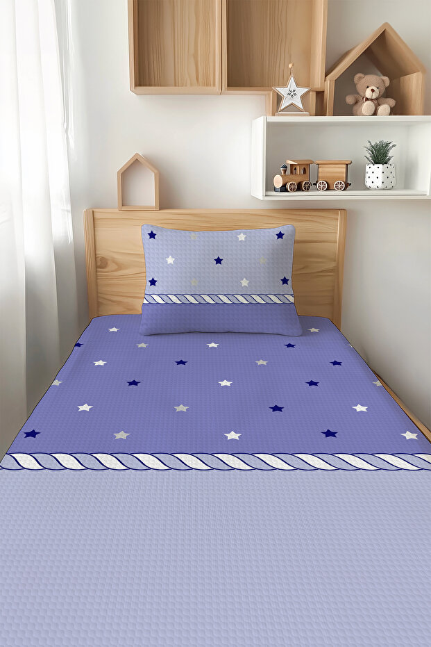 Lilac Star Patterned Single Child Pique Set Tlap-058