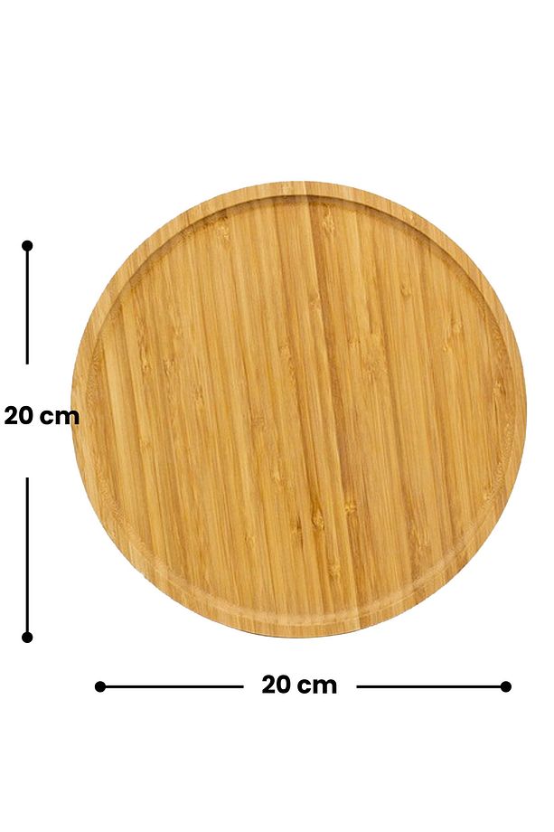 1 Adet Bambu Yuvarlak Servis Tabağı, Sunum Seti (20x20 cm) - 7
