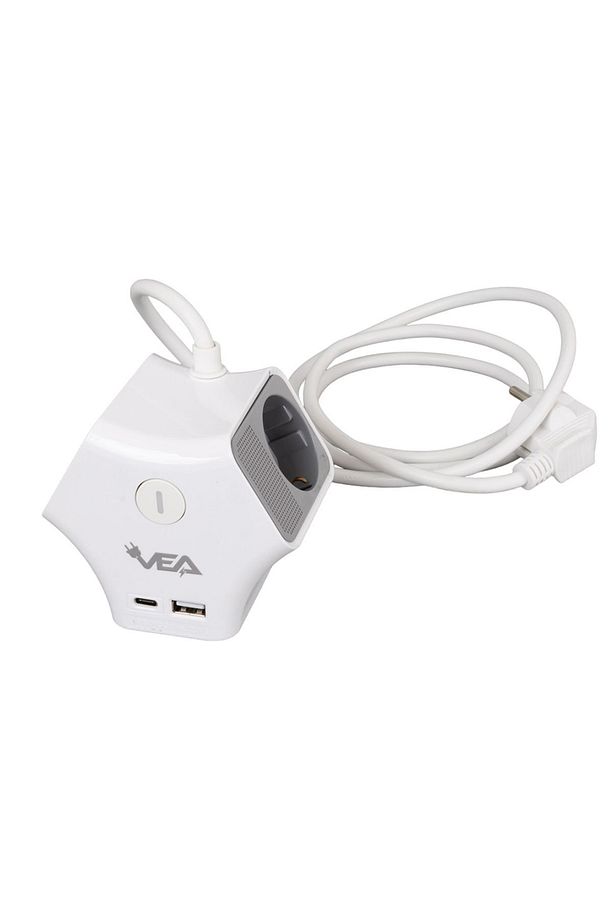 3'LU 1.5 METRE KABLOLU USB'+TYPE-C GİRİŞLİ  AKIM VE ÇOCUK KORUMALI ÜÇLÜ PRİZ HIZLI ŞARJ ANAHTARLI - 3