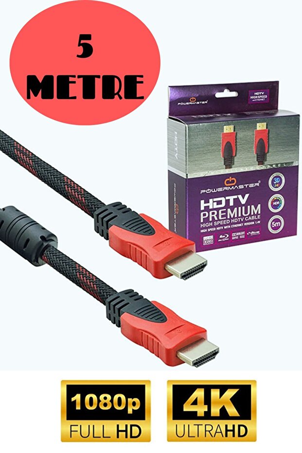 5 Meters HDMi Cable 1st Quality 3D 4K 1080P Monitor Satellite Receiver PC Compatible HDMI Cable 5m Gold
