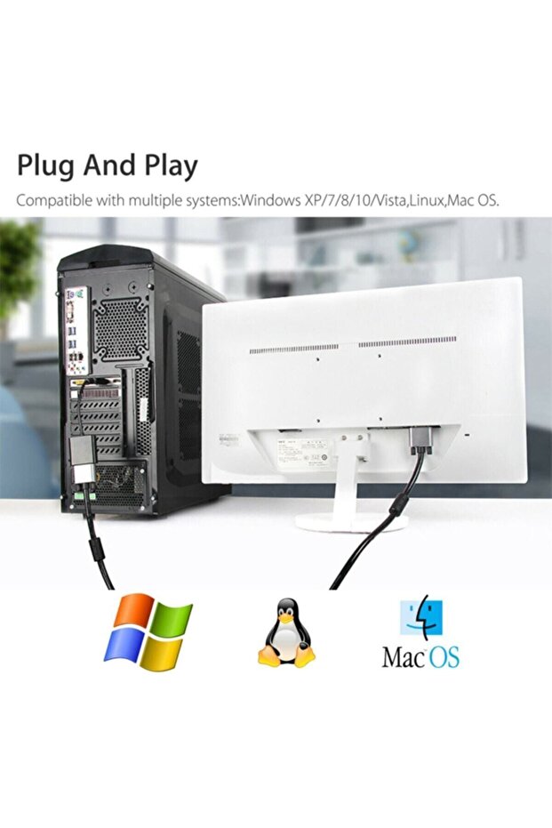 Displayport To Vga Çevirici Adaptör Display Port - 6