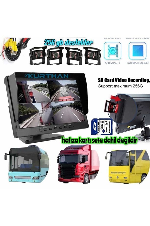 TRAKTÖR KARAVAN V.B ARAÇLARA 10 İNÇ DVR MONİTÖR VE 4 ADET KAMERA SETİ 12 24 VOLT UYUMLU - 5