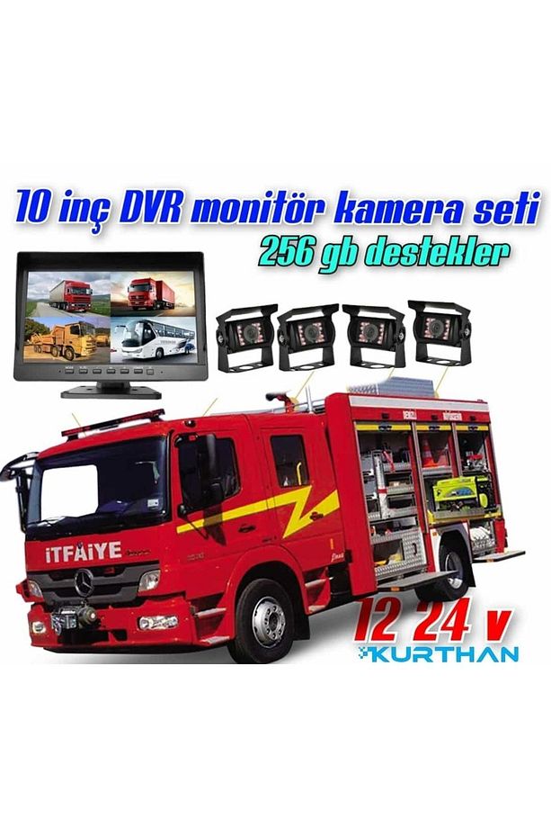 TRAKTÖR KARAVAN V.B ARAÇLARA 10 İNÇ DVR MONİTÖR VE 4 ADET KAMERA SETİ 12 24 VOLT UYUMLU - 3