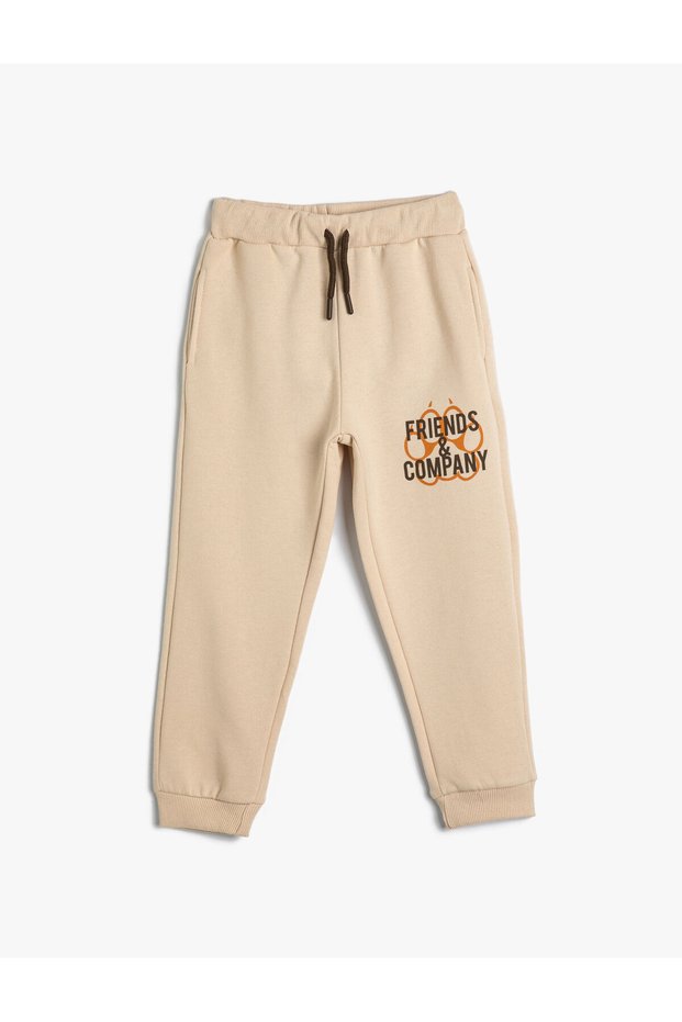 Jogger Sweatpants with Print Detail, Tie Waist, Pocket and Ribbon