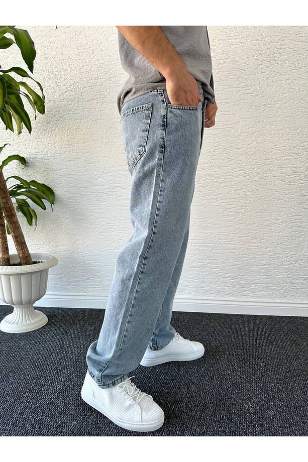 Mavi Kar Yıkama Baggy Kot Pantolon - 3