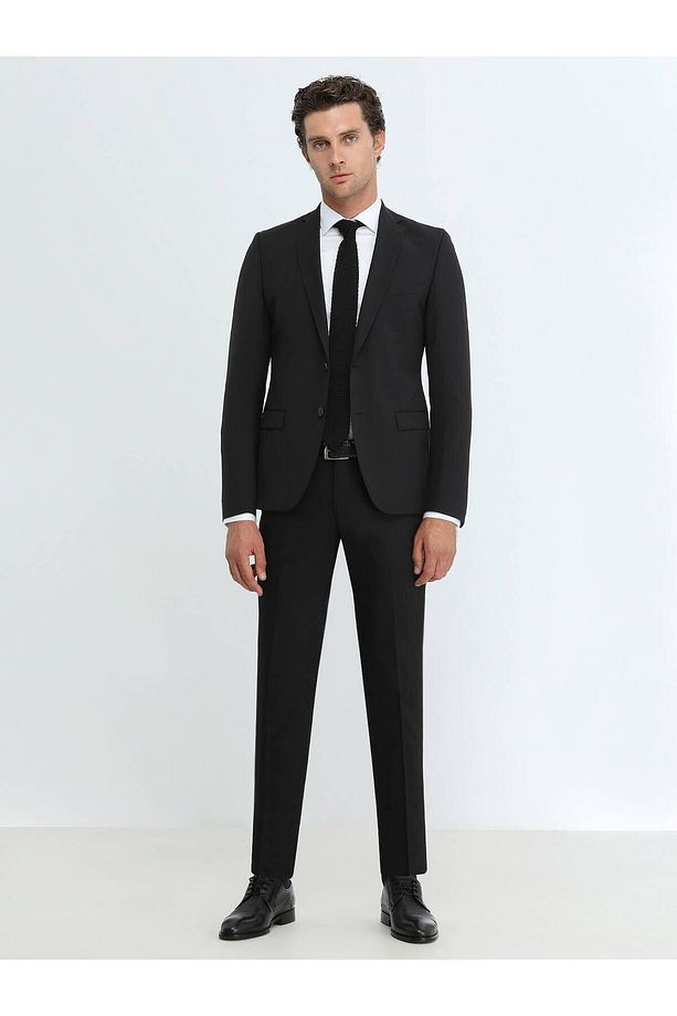Mona Yaka Tek Yırtmaç Ekstra Slim Fit Yün Karışımlı Basic 6 Drop Klasik Takım Elbise - 3