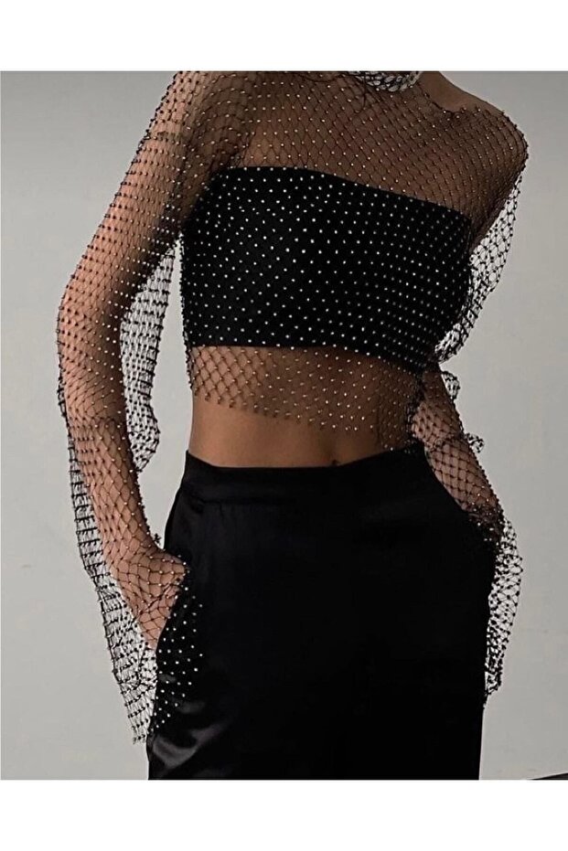 Jewelled Mesh Blouse