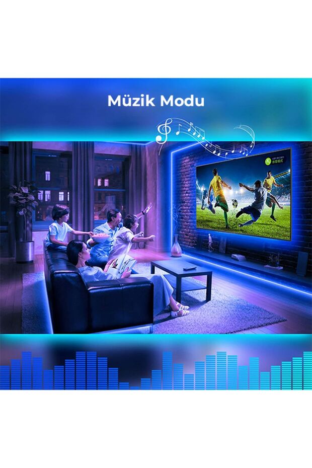 Hl-1014s 3 Mt Usb Tv Monitör Arkası Bluetooth Rgb Şerit Led Set 16 Renkli Dekoratif Aydınlatma - 6