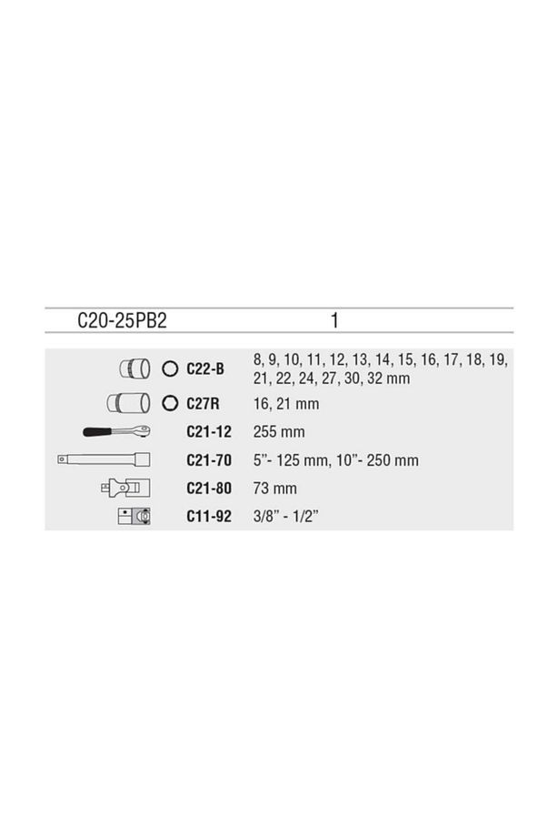 C20-25pb2 12 Köşe 1/2'' Yıldız Lokma Takımı 25 Parça - 3