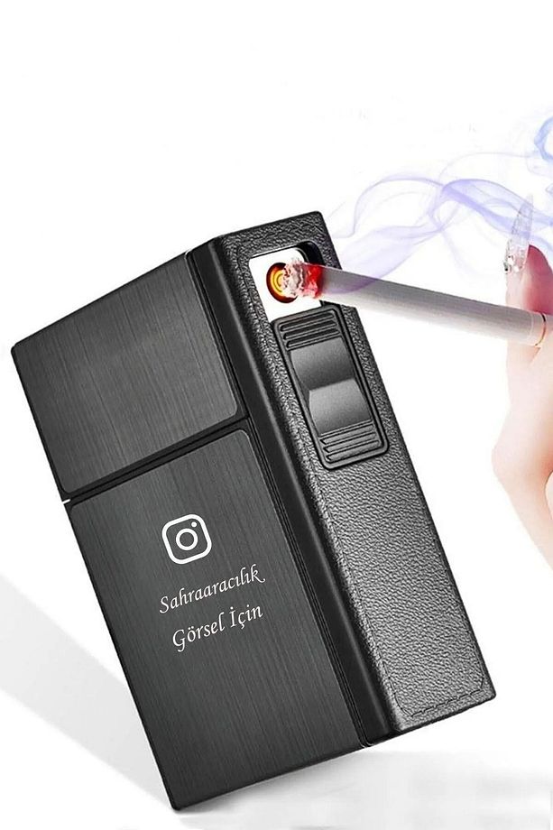 Usb Şarjlı Elektronik Çakmak Taşınabilir Sigara Paketi Muhafaza Kutusu Kişiye Özel - 2