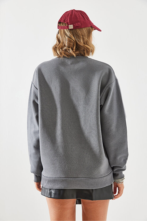 Kadın Bisiklet Yaka Şardonlu Basic Sweatshirt 60251640 - 6