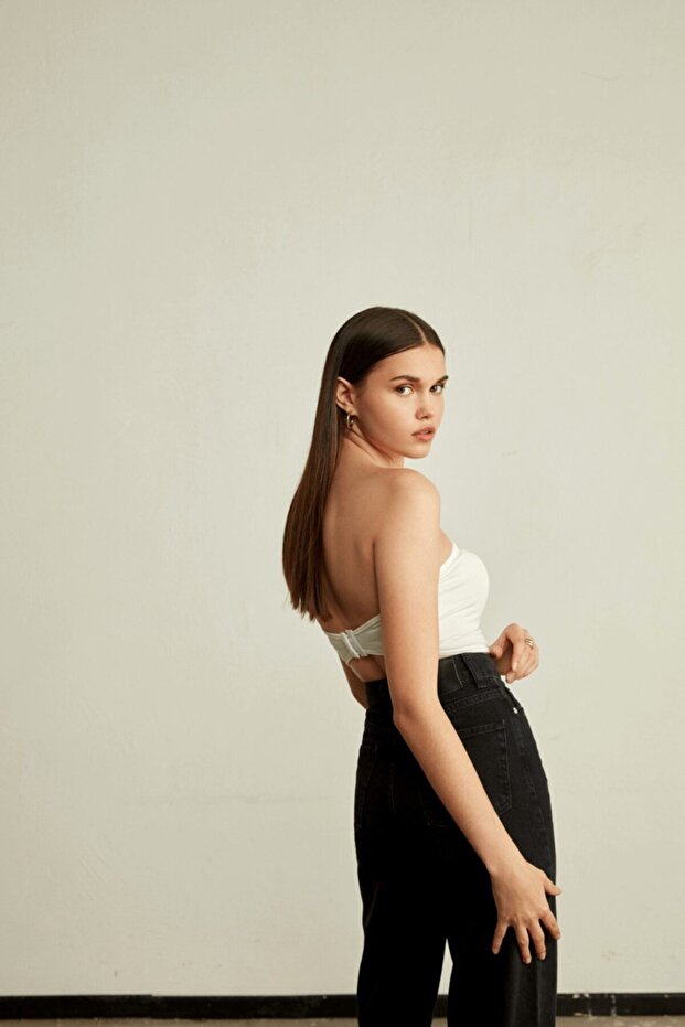 Στράπλες Crop White - 3
