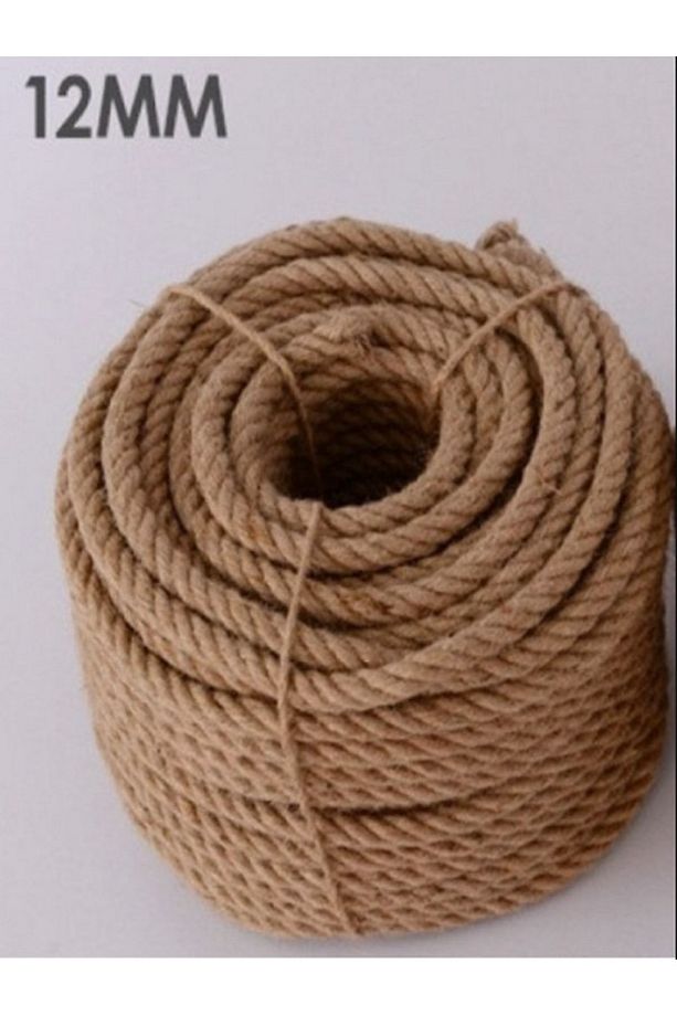 12 Mm Kendir Halat - Jüt Halat Kalın Ip Salıncak Halatı 5 Metre - 3