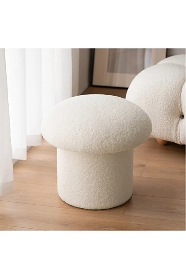 Mantar Puf Mushroom Renkli Puf Teddy Kumaş Bench - 1