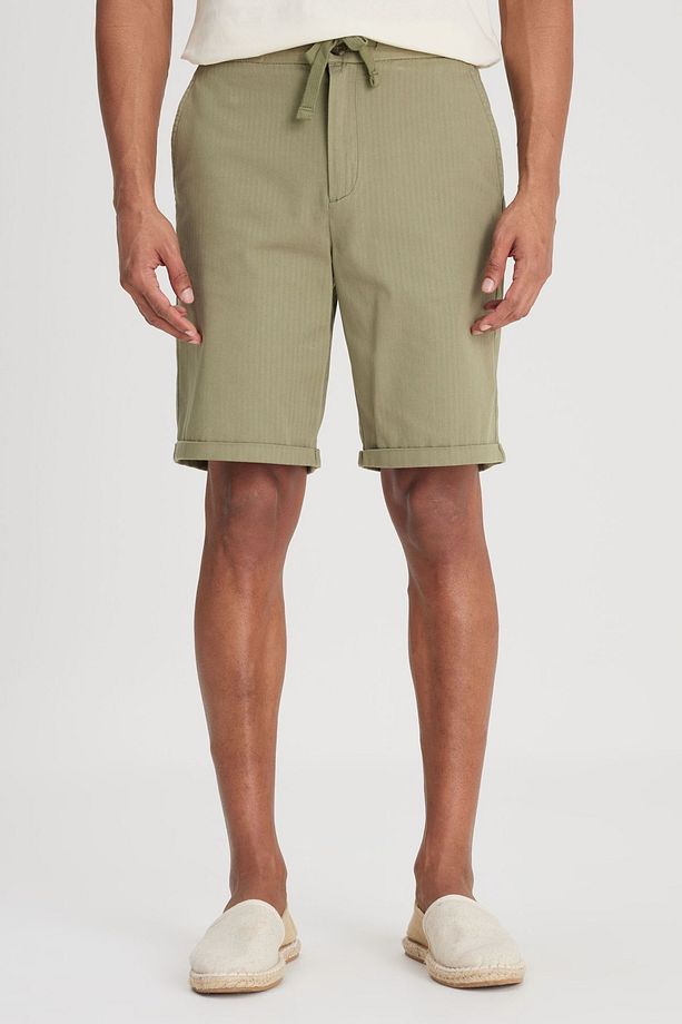 Regular Fit Normal Kesim %100 Pamuk Normal Bel Haki Chino Şort - 1
