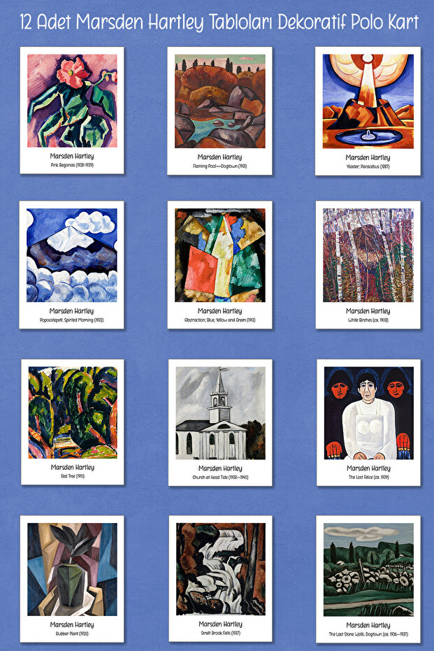 Marsden Hartley 12 قطعة من بطاقات البولو المزخرفة - تزيين السلك أو اللوحة أو لوحة الفلين