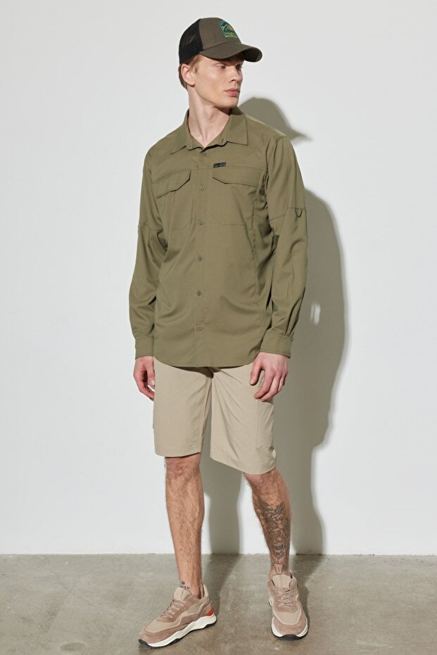 All Terrain Gear Regular Fit Regular Cut Stretch Khaki Long Sleeve Shirt