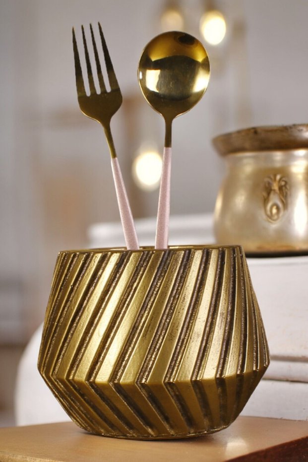 Countertop Spoon Holder Modern Countertop Spoon Holder Decorative Vertical Spoon Holder Antique Gold Color Model 21