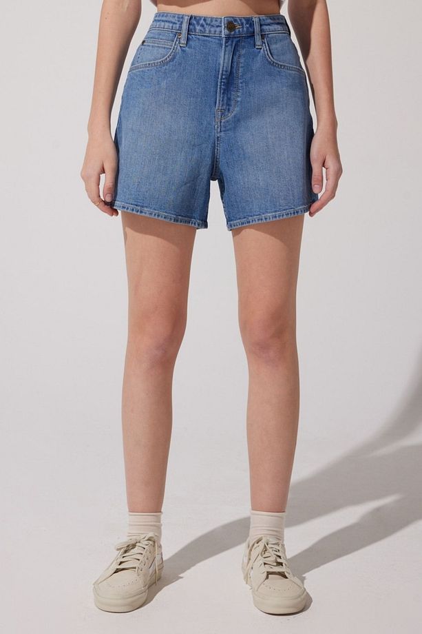 Stella Regular Fit Normal Kesim Yükek Bel Mavi Esnek Jean Kot Şort - 1