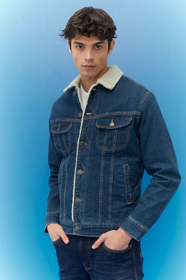 Regular Fit Normal Kesim Mavi Sherpa Jean Kot Ceket - 1