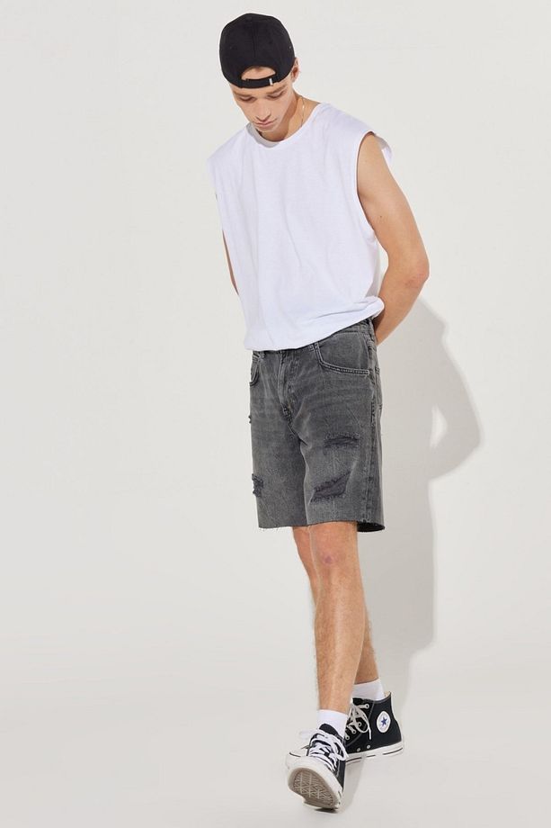Regular Fit Normal Kesim %100 Pamuk Normal Bel Jean Kot Şort - 3