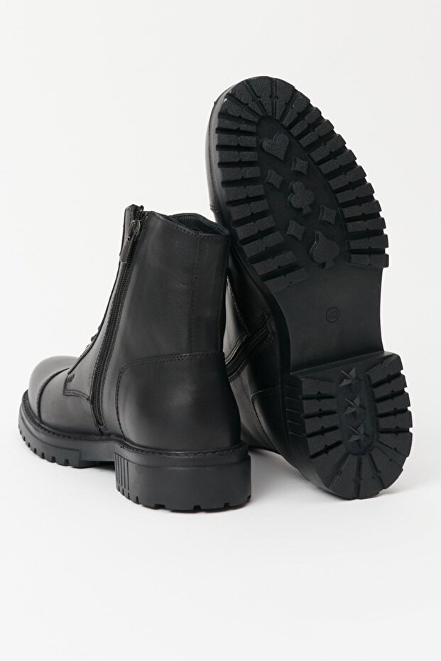 %100 Deri Siyah Postal Bot - 4