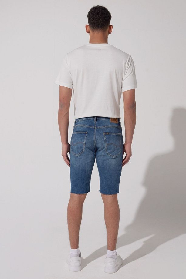 Regular Fit Normal Kesim Normal Bel Mavi Esnek Jean Kot Şort - 7