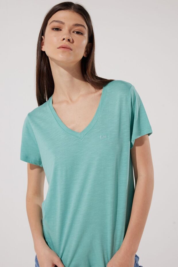 Regular Fit Normal Cut 100% Cotton Crew Neck Green T-Shirt