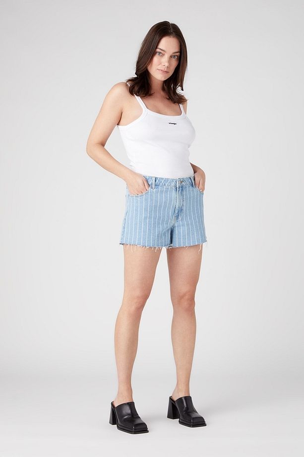 Regular Fit Normal Kesim Yüksek Bel Açık Mavi Esnek Jean Kot Şort - 2