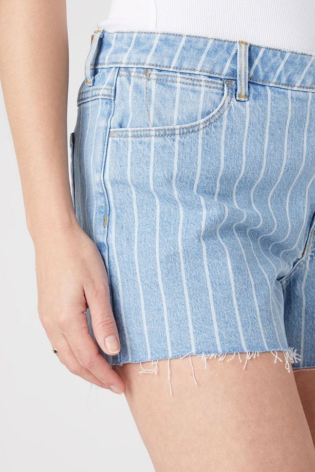 Regular Fit Normal Kesim Yüksek Bel Açık Mavi Esnek Jean Kot Şort - 3