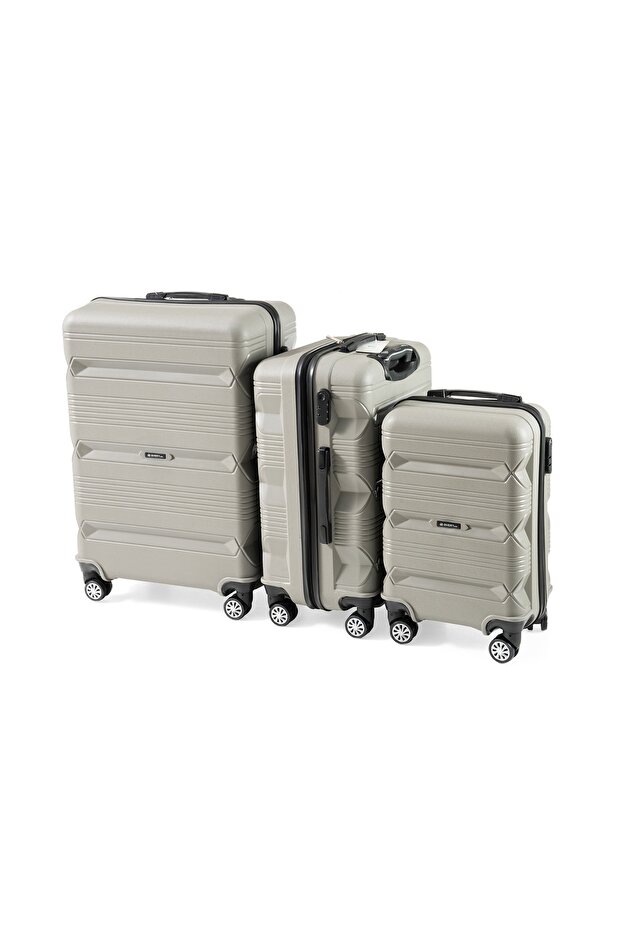 break-resistant 3-pack suitcase (PP) (GRAY) - 1