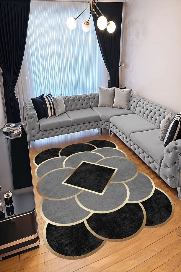 Dijital Baskı Yıkanabilir Kaymaz Taban Dekoratif Salon Mutfak Halısı Yolluk - 1