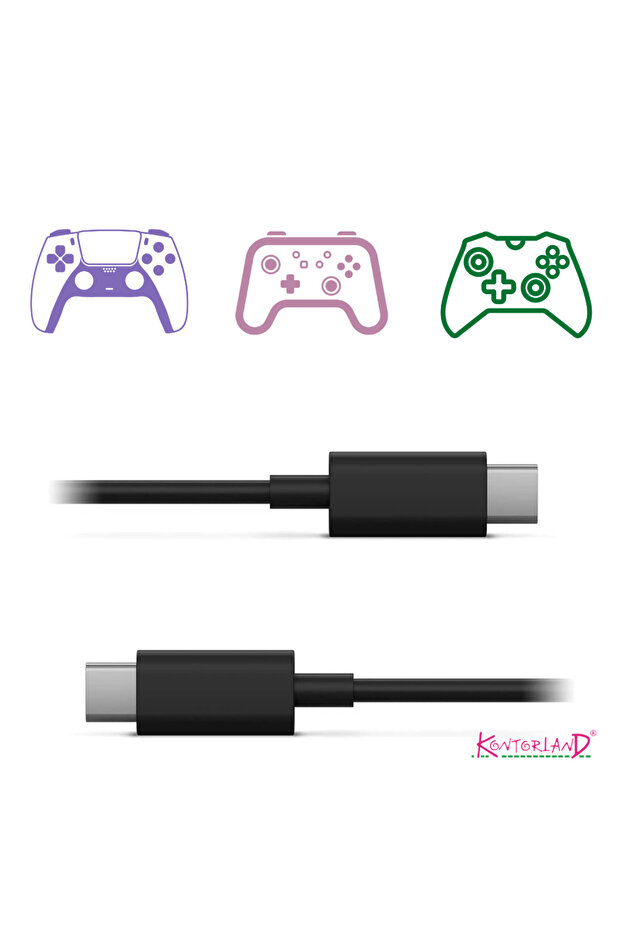 Type-C to Type-C Kablo - Siyah 1.5 Metre | Xbox, PS5 Gamepad için Hızlı Şarj Kablosu - 1