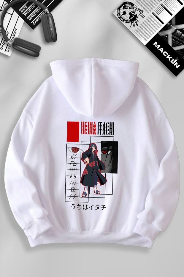 سويت شيرت بغطاء للرأس مطبوع عليه رسوم متحركة Uchiha İtachi للجنسين