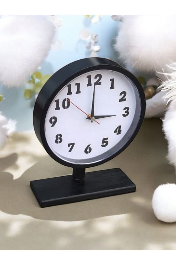 Ahşap Ayaklı Ofis Salon Masa Saati Çap 22 cm Yükseklik 30 cm - 4
