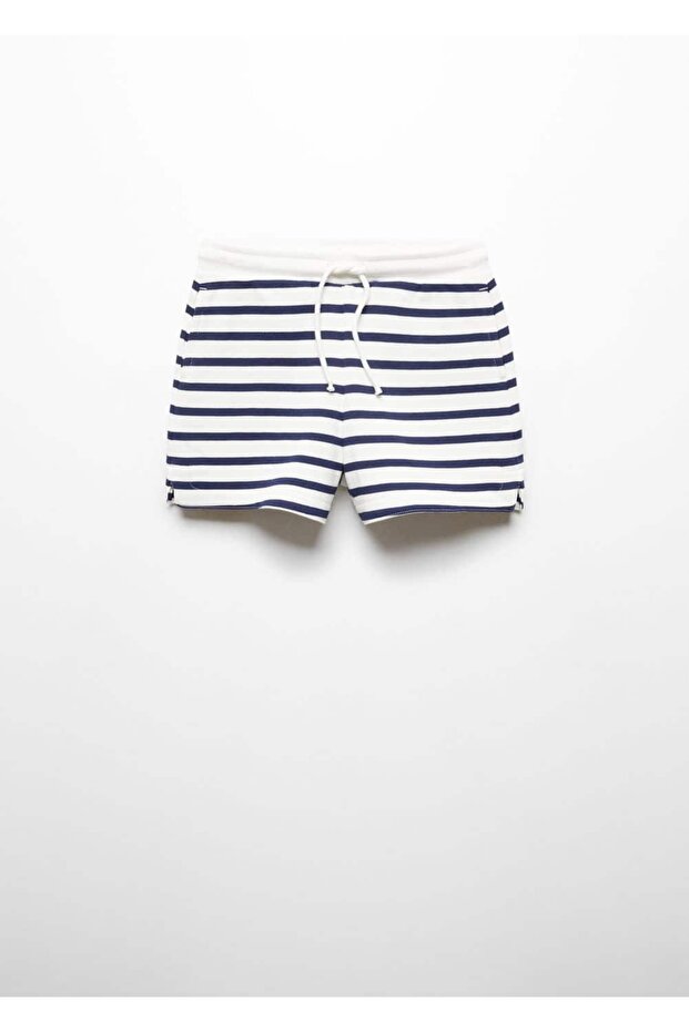 Çizgili pamuklu şort - 1