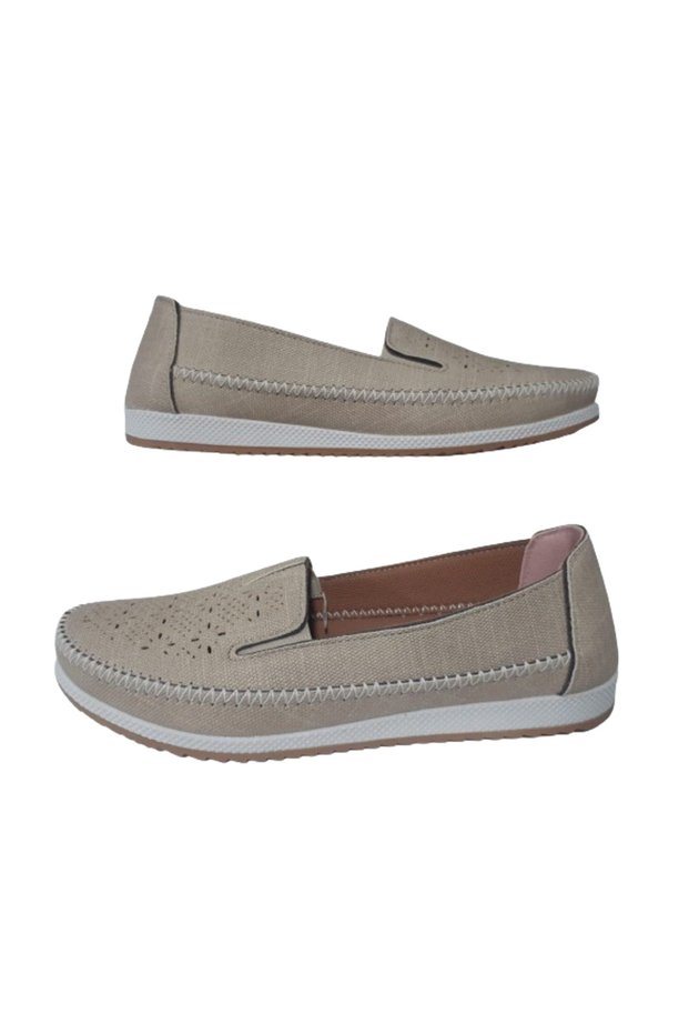Women's Stylish Laser Cut 4 Point Orthopedic Ballerinas - Cream Ayznn57-00