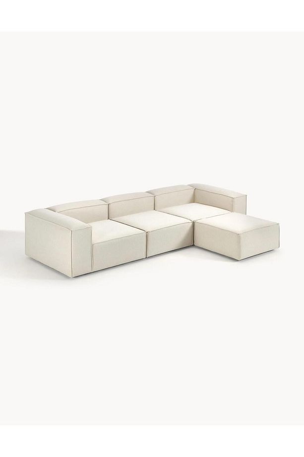 Lego 4 Modül Modüler Kanepe L Köşe Koltuk Takımı, Keten, Kırık Beyaz - 4