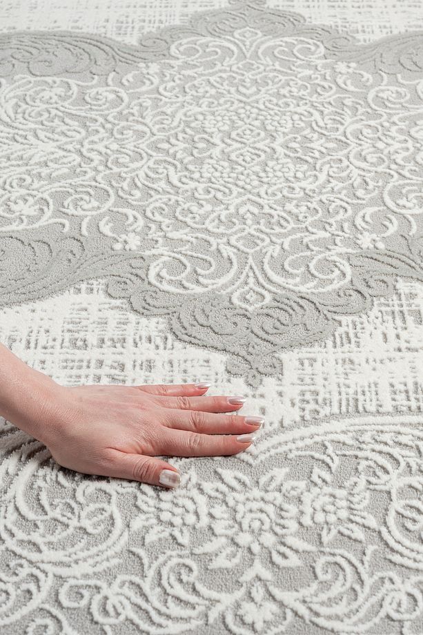 SİRİUS COLLECTION Gri Luxury Modern Saçaklı Yumuşak Dokuma Makine Halısı Salon Oturma Odası Mutfak - 3